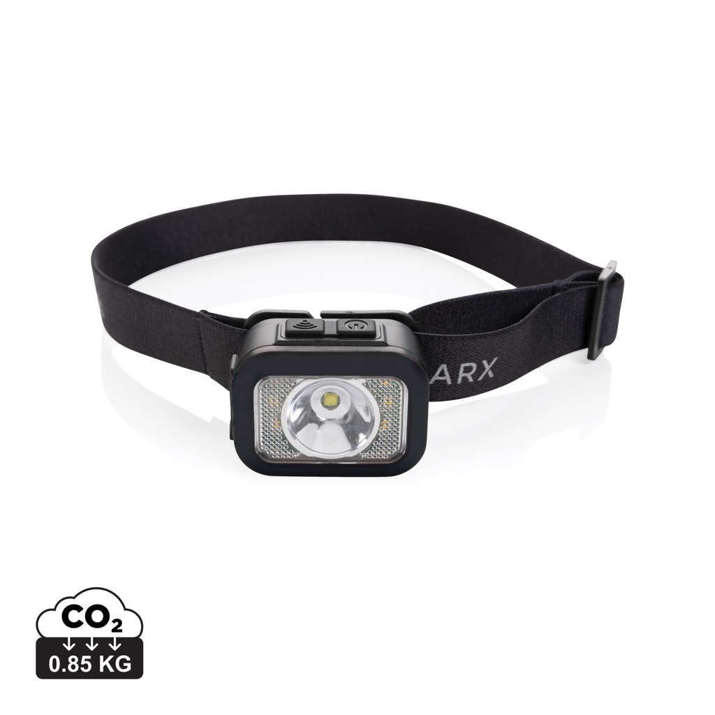 Lampe frontale publicitaire en ABS recyclé Gear X Noir et Gris